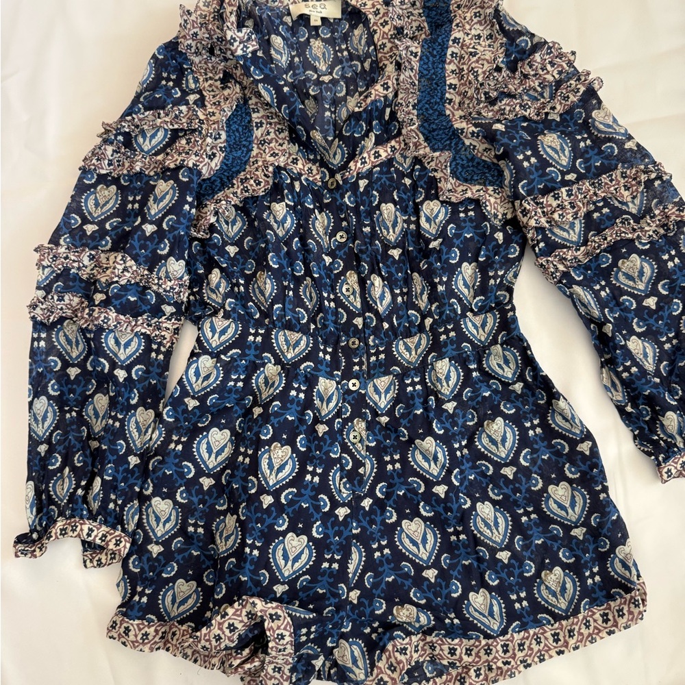 Sea New York Navy and Cream Floral Romper
